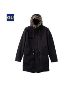 GUメンズ モッズコート ブラック ファー付き