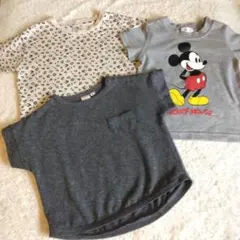 Tシャツ ３枚セット　ミッキー　ヒョウ柄　グレー無地　80　90のサムネイル