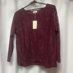 SOLFIER 長袖 レース トップス ボルドー M