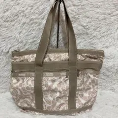 a1381　LESPORTSAC　トートバッグ　大容量　肩掛け　ベージュ　総柄