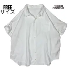 RODEO CROWNS 綿52% 麻48% 白 半袖シャツ FREEのサムネイル
