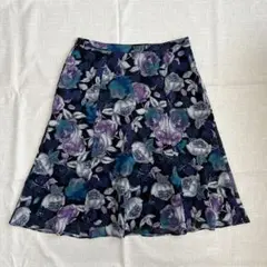 LAURA ASHLEY☆フレアスカート11☆ネイビー☆花柄【美品】