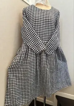 【美品】SUN VALLEY＊ リネン・ギンガムチェックワンピース♡のサムネイル