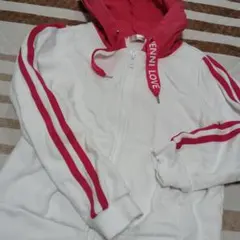 JENNI love ジップアップパーカー ホワイト/ピンク