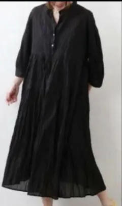 JOURNAL STANDARD コットンボイル　ティアードワンピース　ブラック