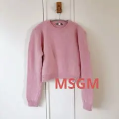 MSGM ピンク クルーネック セーター　ショート丈