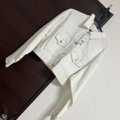 FUN ホワイト クロップドデニムジャケット サイズフリー