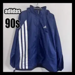 OLD adidas ナイロンジャケット ネイビー 海外製Lサイズ　90s