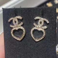 CHANEL シャネル ハート ピアス メタル & ストラス - メルカリ