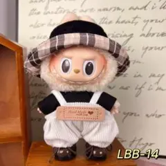 ラブブ　着せ替え服　コーデュロイ風オーバーオール チェック帽子 014