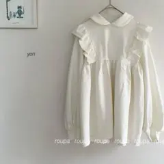 yori 襟付きフリルカットブラウス　アイボリー95aw