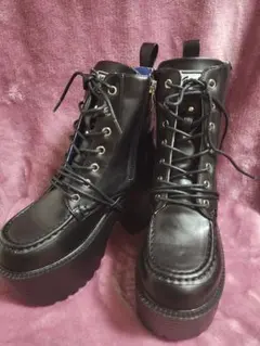 【新品未使用】YOSUKE ★ヨースケ★厚底★レースアップブーツ★ブラック★LL