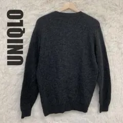 UNIQLOカーディガン XL 黒グレーVネック　ウール100%