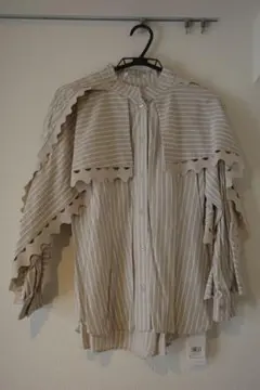 SNIDEL ストライプフリル長袖シャツ F