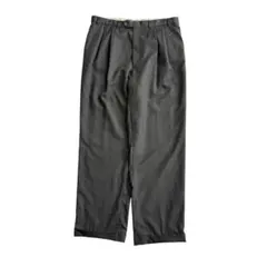 2タック ワイドパンツ ウールスラックス グレー 裾ダブル ビンテージ 90s