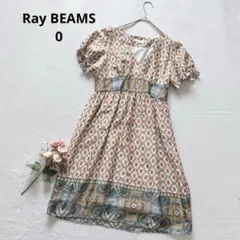 レイビームス 花柄 半袖 ひざ丈ワンピース カシュクールデザイン 切り替えしのサムネイル
