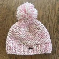 BREKKA ポンポン付きニット帽子 ピンク　ビーニー