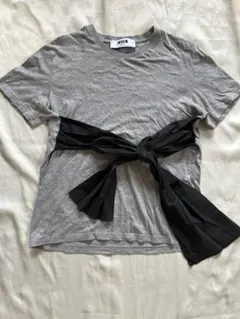 MSGM グレー Tシャツ リボン付きのサムネイル