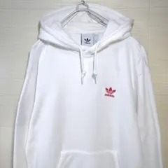 アディダスオリジナルス　パーカー　刺繍ロゴ　プルオーバー　トレフォイル　ホワイト