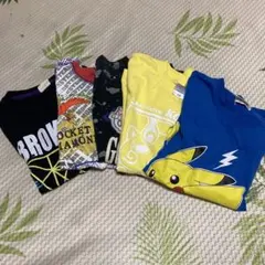 キッズ Tシャツ 4枚、ロンTピカチュウ1枚中古 5枚セット