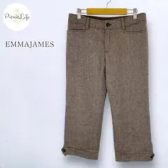 美品【エマジェイムス】ウール混クロップドパンツ ツイード風 上品 カジュアル M
