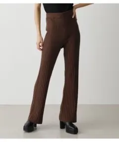 【美品】【大特価】moussy リブニットフレアパンツ　ブラウンのサムネイル