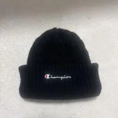 Champion ブラック ニット帽 ケーブル編み