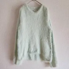 【H&M】(XXS-XS)シャギー素材クルーネックセーター/無地ニット/ふわふわ