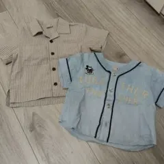プティマイン　ミッキーシャツ　ストライプシャツ　2枚セット　まとめ売り