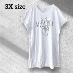 ホワイト Tシャツ 【3X】 オーバーサイズ ミニワンピにも♪ カットソー 白