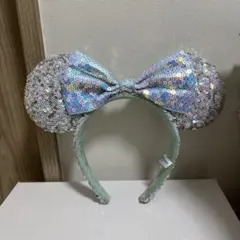 ミニーマウス風スパンコールカチューシャ オーロラディズニーカチューシャ