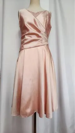 ピンク サテン ラップスタイルドレス