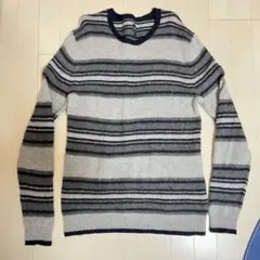 Gap グレー/ネイビー ストライプ セーター L