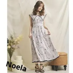Noela、フラワープリントセーラーカラーフレアワンピース