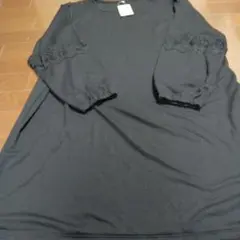 レース装飾付き黒チュニック長袖４Ｌ未使用