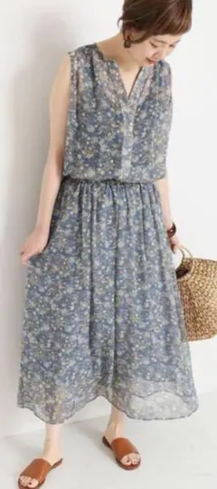 【美品】 ジャーナルスタンダード ノースリーブ シフォン ワンピース