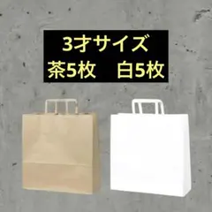 お試しセット！紙袋 3才サイズ 白5枚・茶色5枚 合計10枚