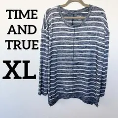 TIME AND TRUE 【XL 】ボーダー 長袖ニット シンプル
