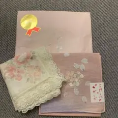 花柄レース付きハンカチ 2枚セット