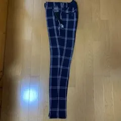 チェック柄スキニーパンツ Lサイズ ネイビー×ホワイト
