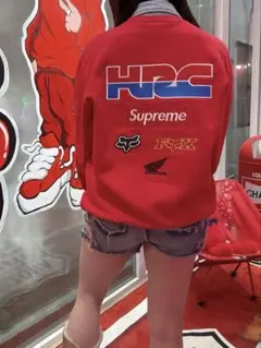 supreme 19AW honda fox racing crewneck