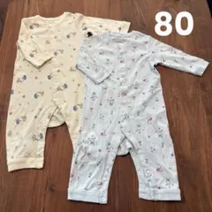 ユニクロ ベビーロンパース カバーオール 2枚セット 黄色 水色 80cm