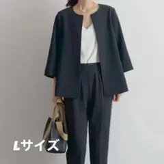 セットアップ パンツスーツ　 Lサイズ ノー裏地 上下　ブラック