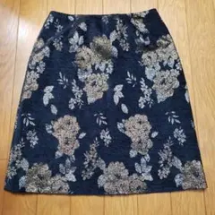 ❤mimi&roger❤花柄ラメ刺繍ジャガード膝丈タイトスカート/サイズ40