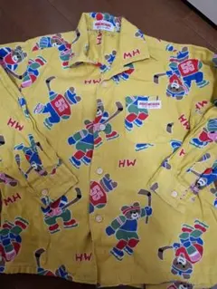 【希少】MIKI HOUSE☺️昭和レトロ。くま。シャツ。総柄。長袖ブラウス