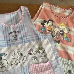 【2枚セット】SNOOPY チェック柄エプロン M-Lサイズのサムネイル