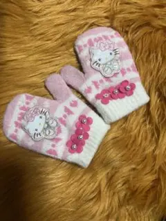 ハローキティ 子供用ミトン ピンク1歳から3歳用