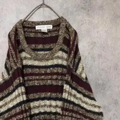 90s vintage デザインニット　セーター　メンズ　L 古着　個性派　A7