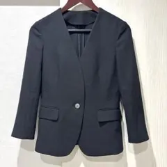 スーツカンパニー　春夏　ノーカラー　ジャケット　ネイビー　52のサムネイル