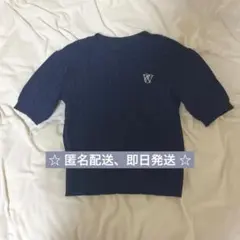 Wcloset ロゴ刺繍 ケーブルニット半袖トップスのサムネイル